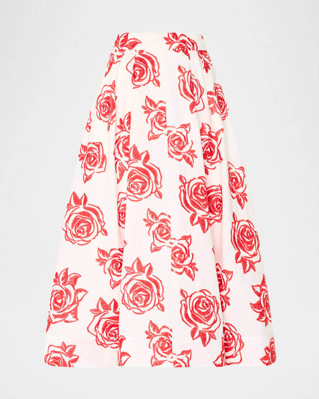 Juliet Rose Embroidered Midi Skirt